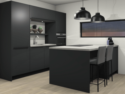 moderne keuken met eiland en AEG apparatuur