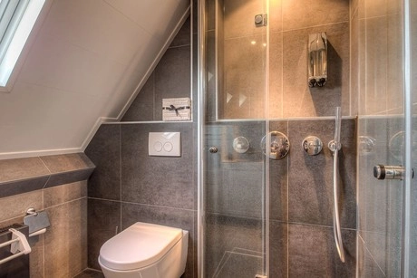 moderne badkamer met douche en toilet