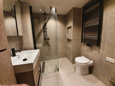 moderne badkamer met douche en toilet