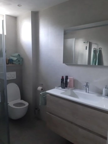 moderne badkamer met wastafel en toilet