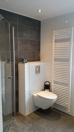moderne badkamer met toilet en douchecabine
