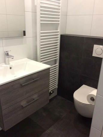 moderne badkamer met wastafel en toilet