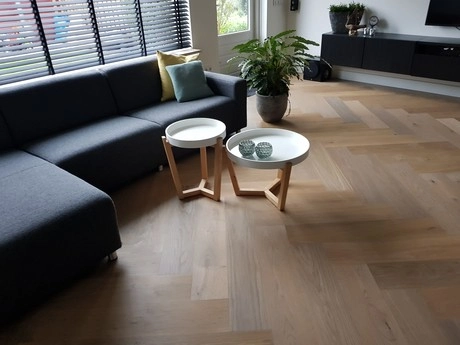 moderne woonkamer met houten vloer en meubels